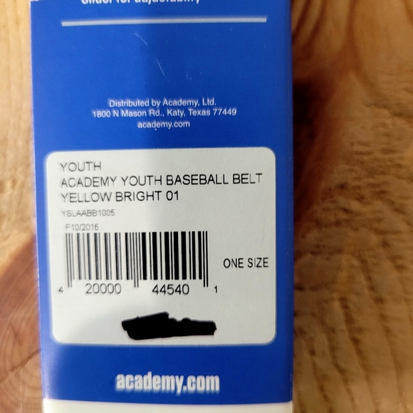 Academy Sports Youth Adjustable Baseball Belt NEW Yellow ONE SIZE 18 In-34 In. - Picture 5 of 5